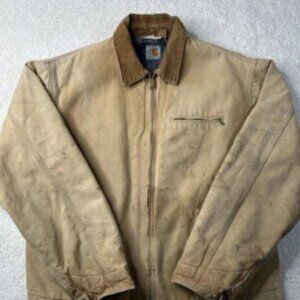 Vintage 80s Carhartt Detroit Jacket‎ Adult XL Tan Blanket Lined Canvas 100 Years